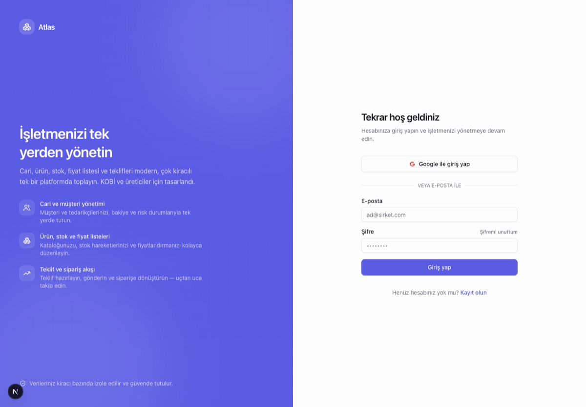 Atlas ERP screenshot