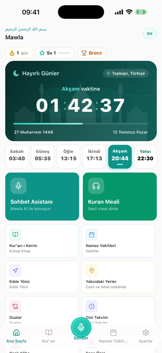 Mawla prayer times app