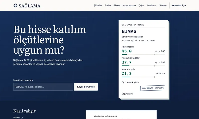 The saglama.com homepage, in Turkish