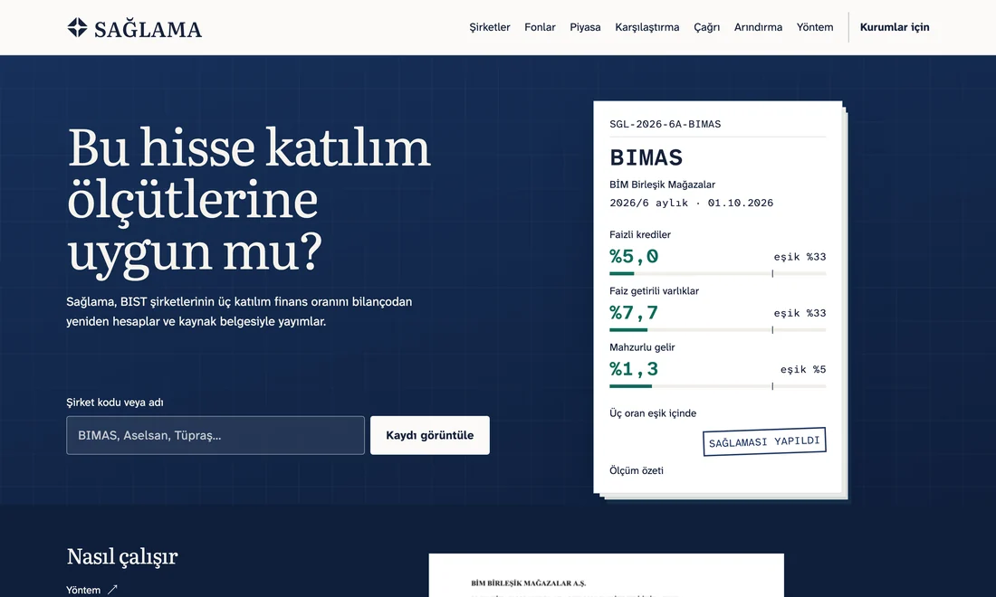 The saglama.com homepage, in Turkish